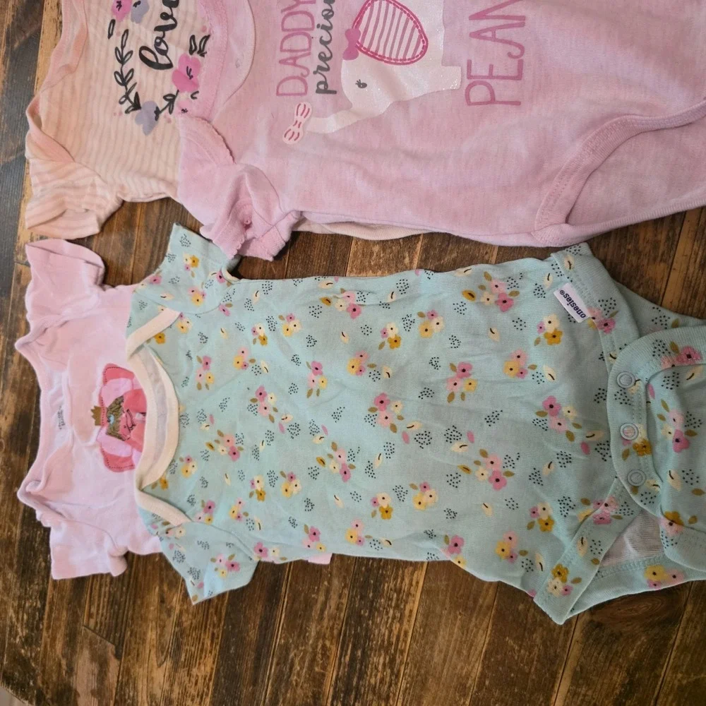 Baby Girl 3-6 Mo Bodysuit 12pc Lot Pajamas Pastels One Piece Bundle Newborn